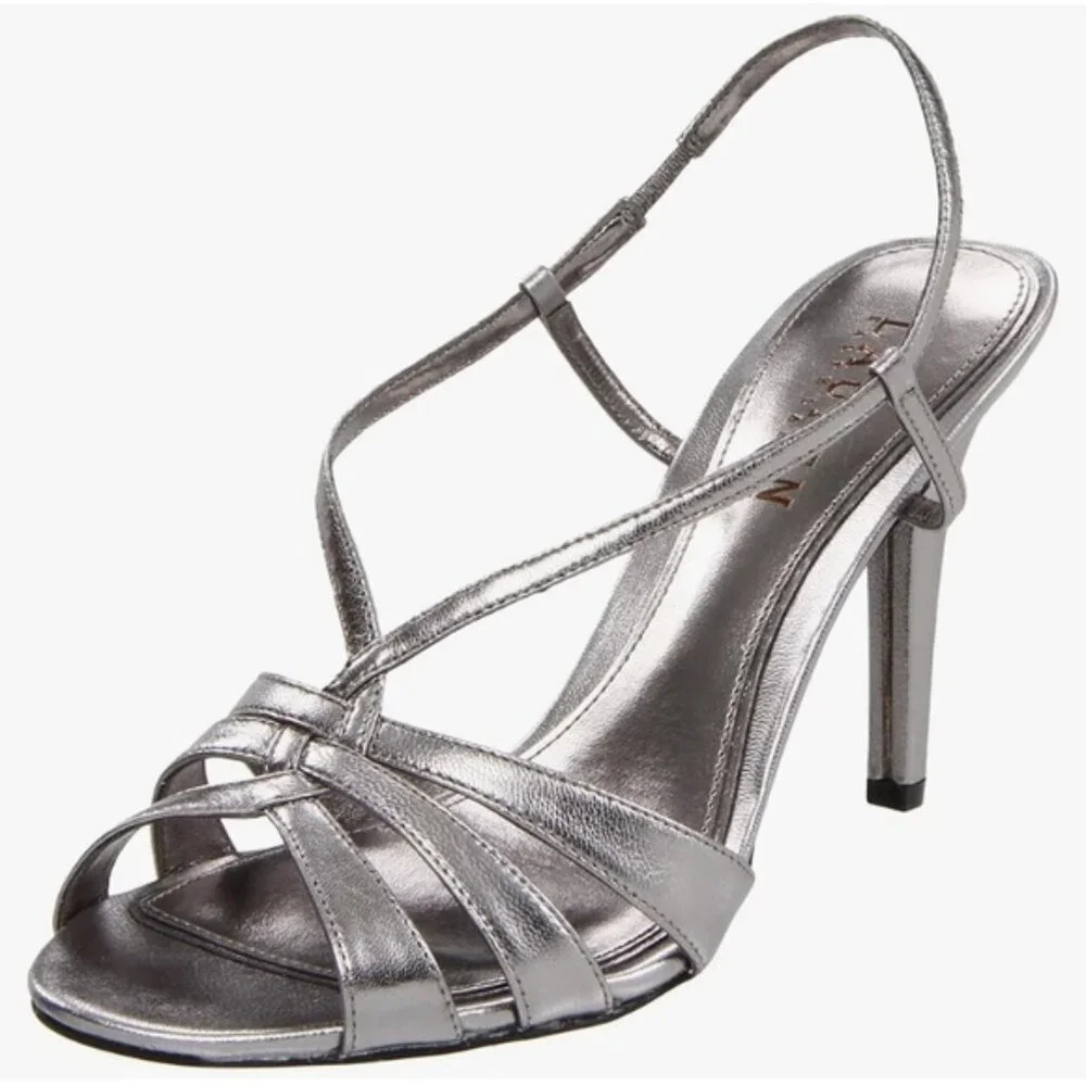Lauren Ralph Lauren Silver Metallic Strappy High Heel Sandals